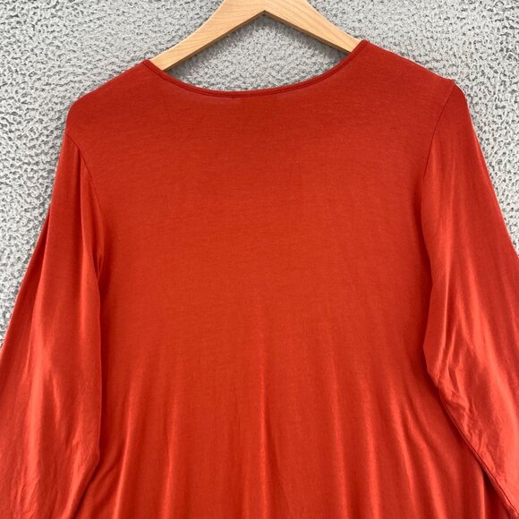 J Jill Top Womens Extra Large Orange Wearever 3/4 Sleeve Stretch Tunic Pullover - Picture 4 of 10